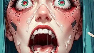 Green Hair Cracked Neck Mind Break: Robot Men Liquid Explosion