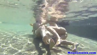 Lezdom insane dykes tribbing in outdoor pool