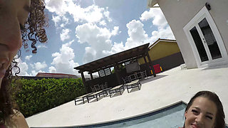 Jmac Catches Us in His Pool Outdoor Fucking Hardcore Facial