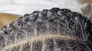 Hair Fetish for Ebony Teen Receiving Cum