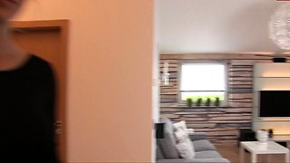 Amateur blonde bitch takes it hardcore on the sofa