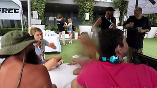 Beautiful dark haired chicks in an outdoor hardcore