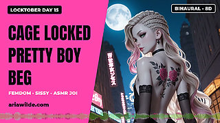 Locktober Day 15 Cage Locked Pretty Boy Beg Chastity Femdom Sissy ASMR JOI BINAURAL