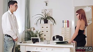 Sexy Susana is bent over her office desk