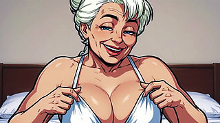 Ai Old Women in Bedroom Teasing and Flashing Tits