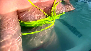 Artemisia Love Flashing Her Perfect Big Tits Underwater and Smoking a Cigarette