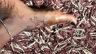 Hot Ebony Babe Foot Massage Section