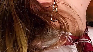 Blonde Schoolgirl Milking Table with Rae Astora