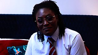 Naughty Student Oshun mocks your small cock!