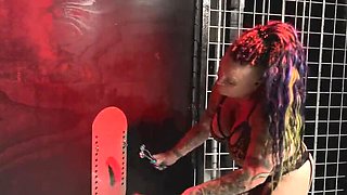 Danish Mistress Gloryhole Handjob & BDSM Punishment for Slave - Mature MILF in Latex