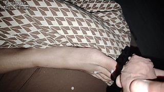 Secret Sperm on the Feet of a Stepsister. a Little Sperm at the Beginning of the Video and a Lot at the End!