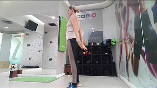Cute Teen Doing Gym Warmup