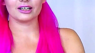 A Fitness trainer with a huge lance fucks pink hair teen Sabrina and gives her cumshot