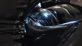 The Slave All in Latex Had to Take Good Care of Me, Until My Orgasm and His Cumshot. 2 Angle