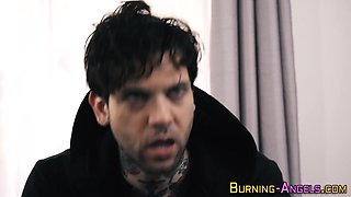 Tattooed babe gets pussy fingered
