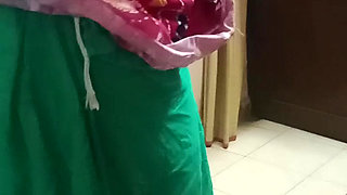 Tamil national woman Gayathri shows off her top in front of her husband