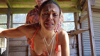 Hot milf gets fucked hard in the ass outside and shows her true face of anal