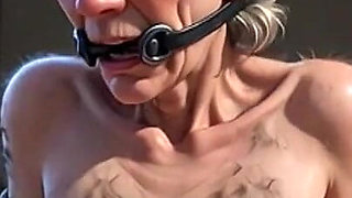 90 Year Old Granny with Hairy Pussy in Bondage - Desperate for Big Cock Creampie