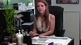 Sexy lasses kiss passionately in the office