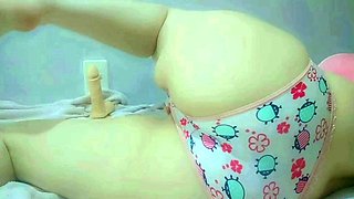 Grinding dildo : Just a horny student masturbation and
