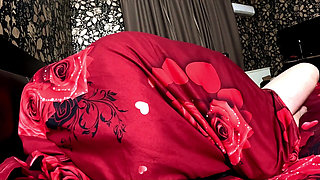 Dark Staircase Seduction. Shiny Long Jacket, Under Sheet Sex and Double Cum Finish