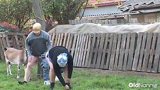 Old Grandma Fucks Co Worker In Garden Hard