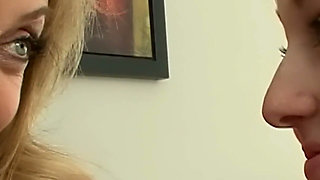 Blonde MILF in Stockings Licks Her Slim Girlfriend Wet