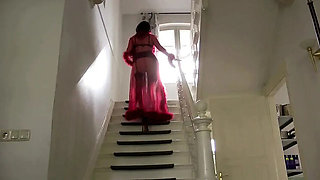 Smoking MILF in Stockings Masturbation Show - German Lady with Garters