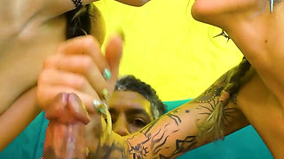 Interracial Threesome - Tattooed Girls, Anal & ATM