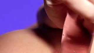 Brunette Masturbates Tight Anal Hole with Huge Glass Dildo