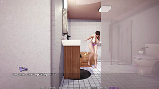 Stepson Jerking Cock While Watching Japanese Stepmom Masturbating Pussy In Bathroom