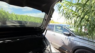 Blowjob fucking cumshot outdoors
