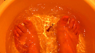 Giantess Stepsister Humiliates Tiny Stepbrother by Telling Him to Take a Foot Bath with Her but She Puts Tiny Stepbrother