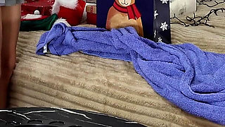 Cum Challenge Threesome CFNM for Christmas and Fun with Balls Playing and Accidental Ruined Orgasm