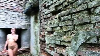 Exhibitionist Blonde Teen Walks Through Abandoned Buildings