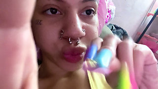 POV Long Nails Acrylic Super Long Asmr Tapping on Teeth Nails Rainbow Long Nail Fetish No Talking Tapping on Your Face Ignore Te