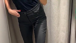 Try on Leggings and Pants, Boobs Tease, Pussy Flashing