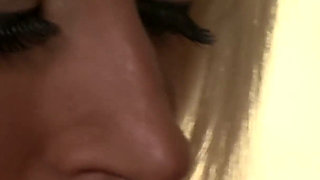 Busty Brunette and Platinum Blonde in Pink Garters Smoke and Strip in a Luxury Villa