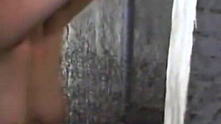 Blonde girl humiliating kneeling chaining