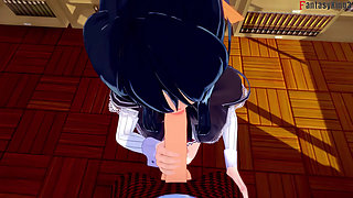 Akeno Gives Me a Blowjob in a Public Library - Dxd Ntr Madness Series