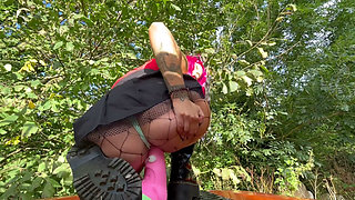 PAWG Slut Rides Patrick Star Dildo on Landrover Defender Bonnet