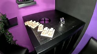 German Femdom Latex Couple - Amateur CBT & Chastity with Colored Hair Slave