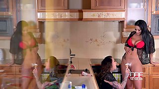 Dirty Kitchen Stories - Busty Lesbians Play With Ice Cream