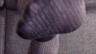 Slipping Into Grey Knit Pantyhose