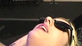 Blonde girl stretching chaining wax playing