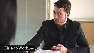 Busty Secretaries Alexis Crystal & Megan Fiore Office Threesome with Vibrator and Facial