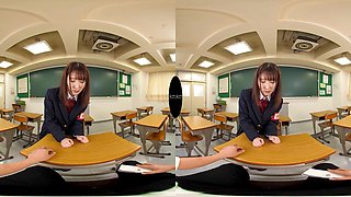 Passionate Japanese student entices viewer in steamy VR school fantasy