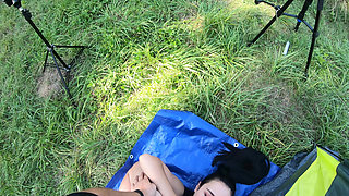 [4k Remastered] Sneaky Camping Blowjob Near the Tent - POV Bts