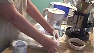 Sexy Dutch girl milf gilf cooks breakfast
