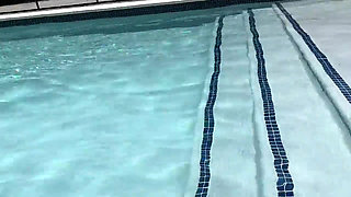 Cute babe Mae Milano comes over to go nude swimming but gets more of a work out on my big cock outside